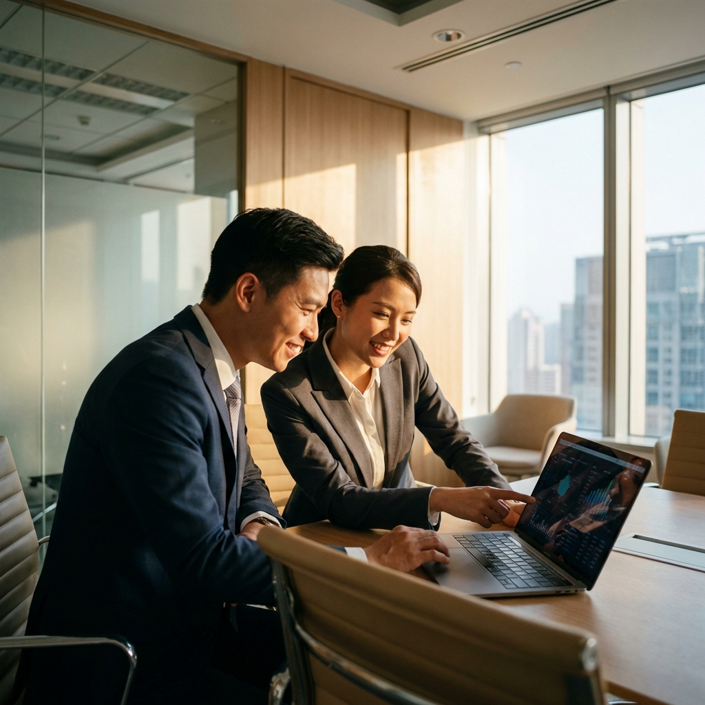 Alflow Team Support - Asian business professionals in a meeting